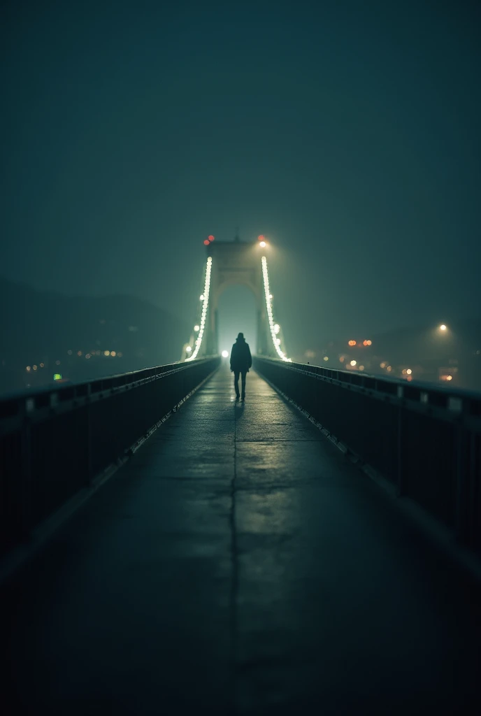 Bridge at night with low light, real blurry, as if I were up there and taking the photo