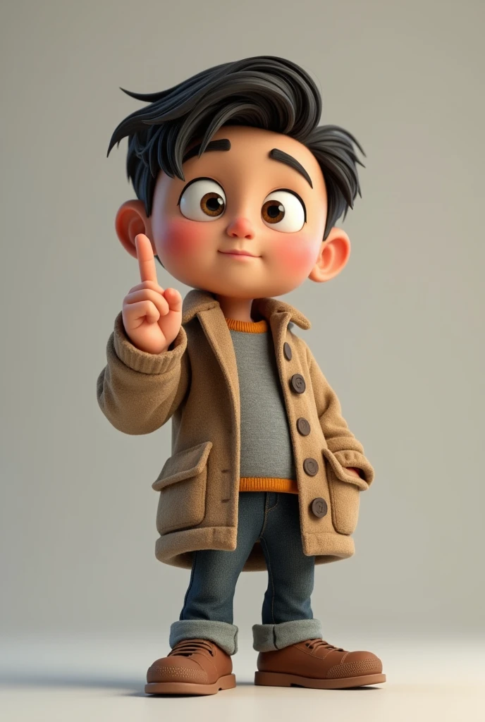 Make a picture of a person pointing as if asking a question. 