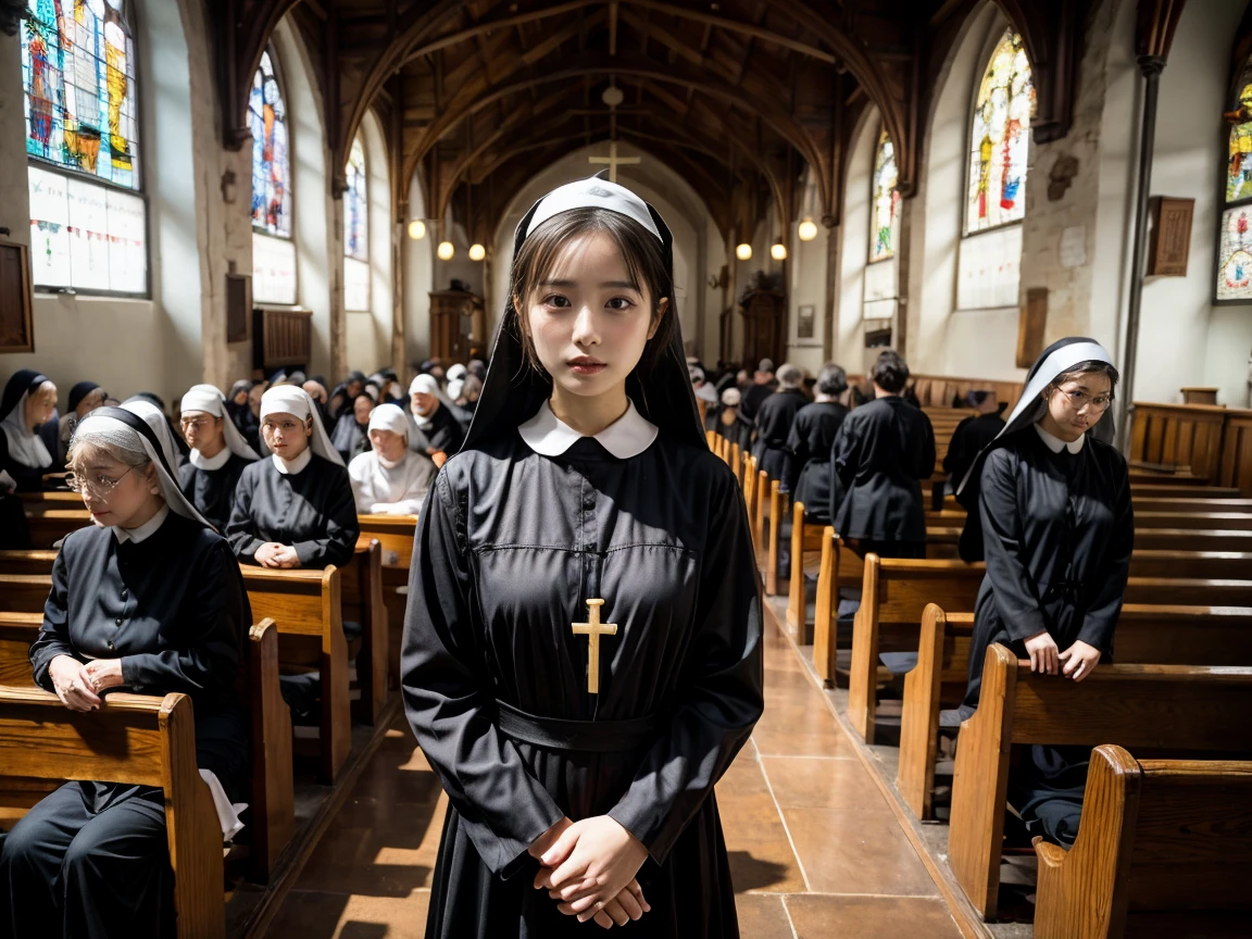 church 、Nuns 、、, standing,,