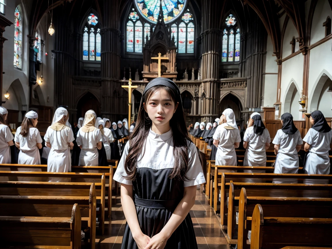 church 、Nuns 、、, standing,,