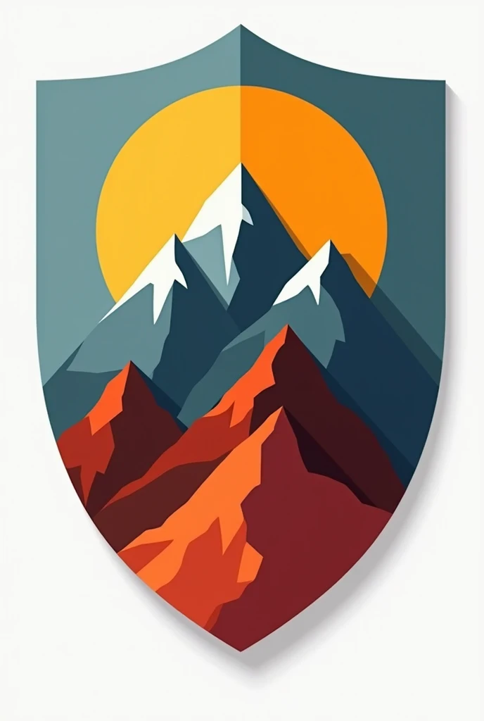 A shield with a flag of mountains and sun, easy drawing but that looks good
