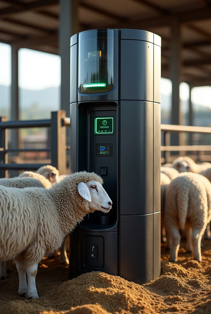 Smart feeder for feeding several sheep at once, automated, Innovative, good design, engineering, technology,farm, food