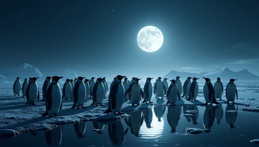 Arctic penguins，Mysterious night sea