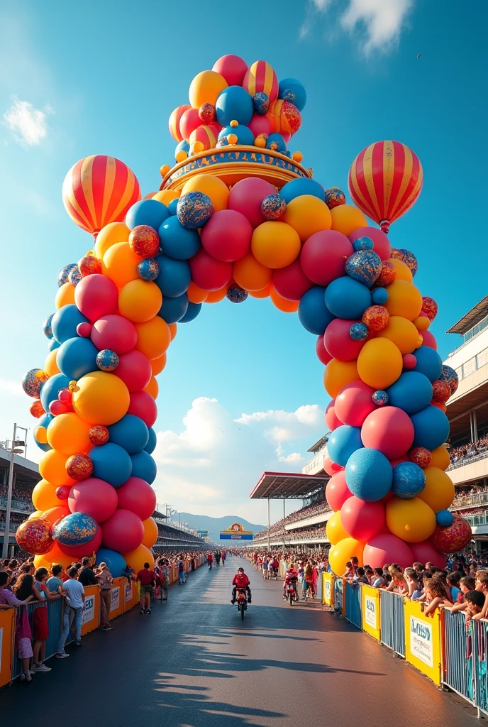 A race-style balloon arch


