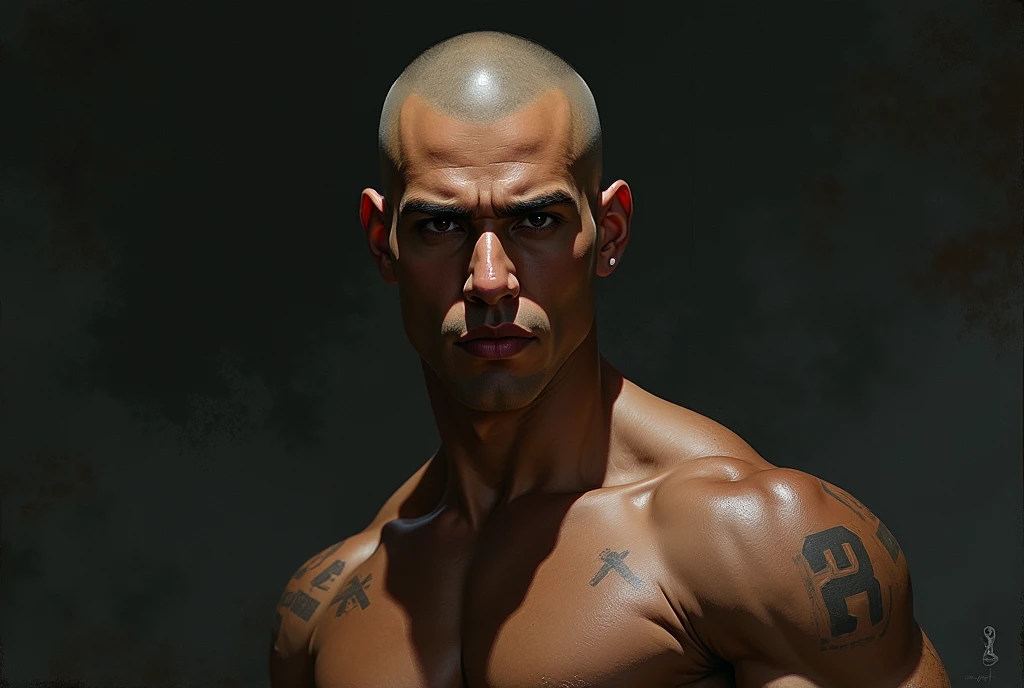 Antonio Cesar Rodrigues dos Santos, blacksad, Youngh, shaved head, athletic body