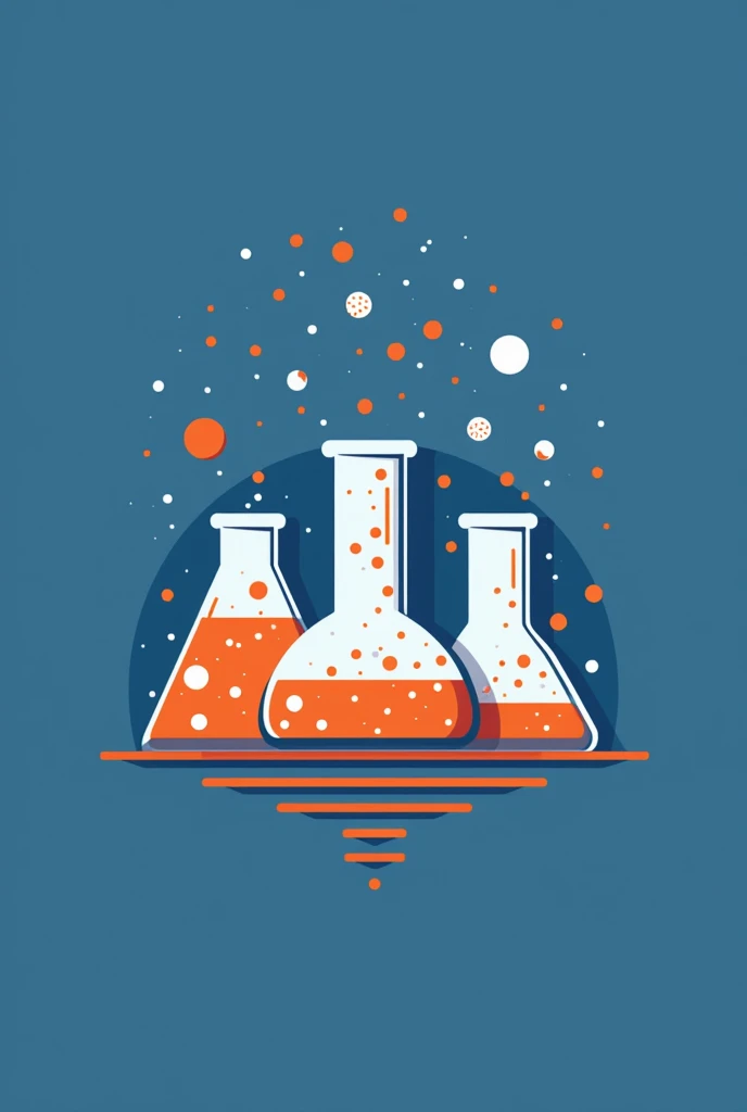 Logo for torquelab company with laboratory jars and orange and blue colors
