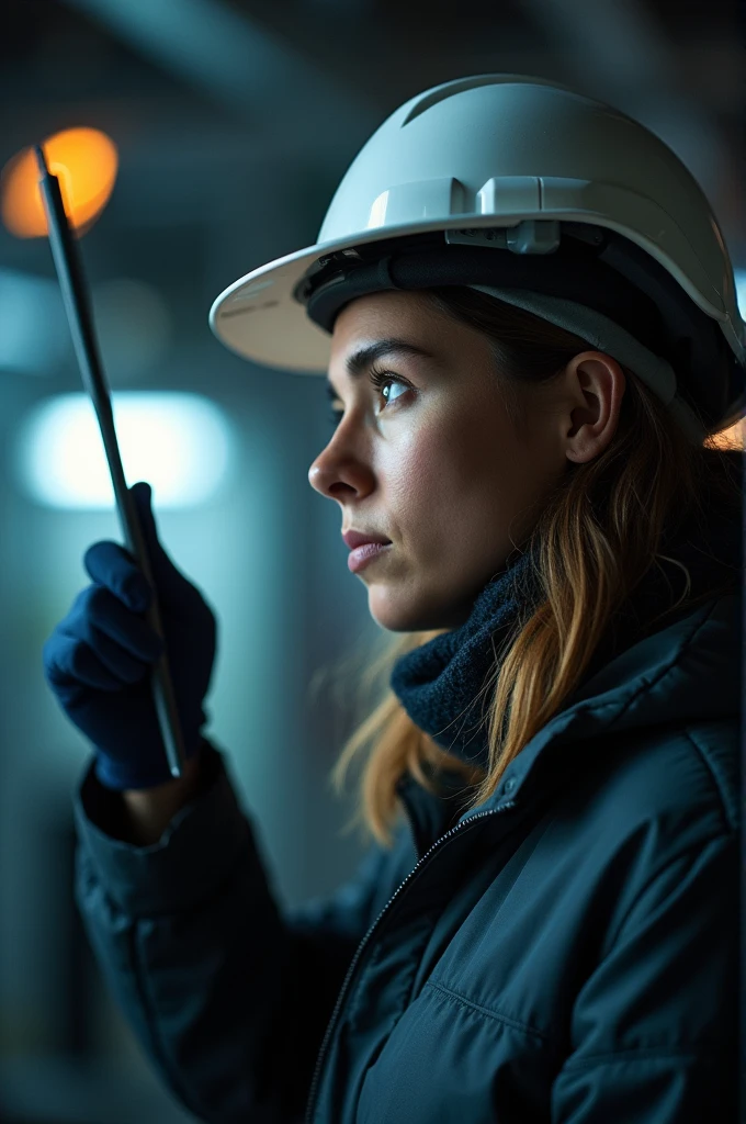 Electrical engineer watching the electrical field b/w image