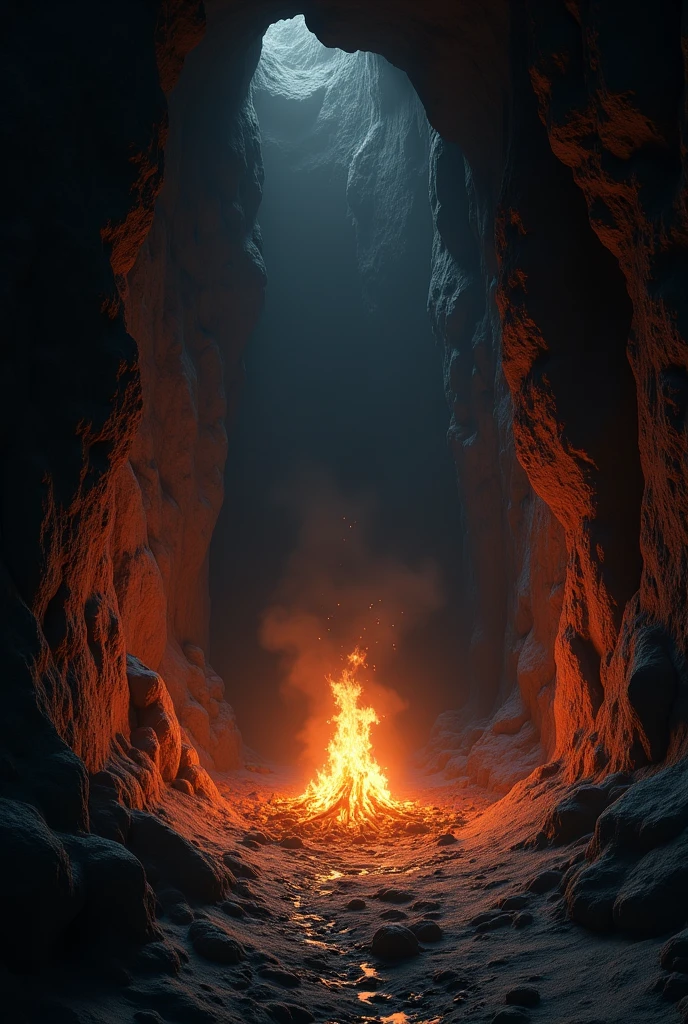 Cave,Dark and gloomy,Fire