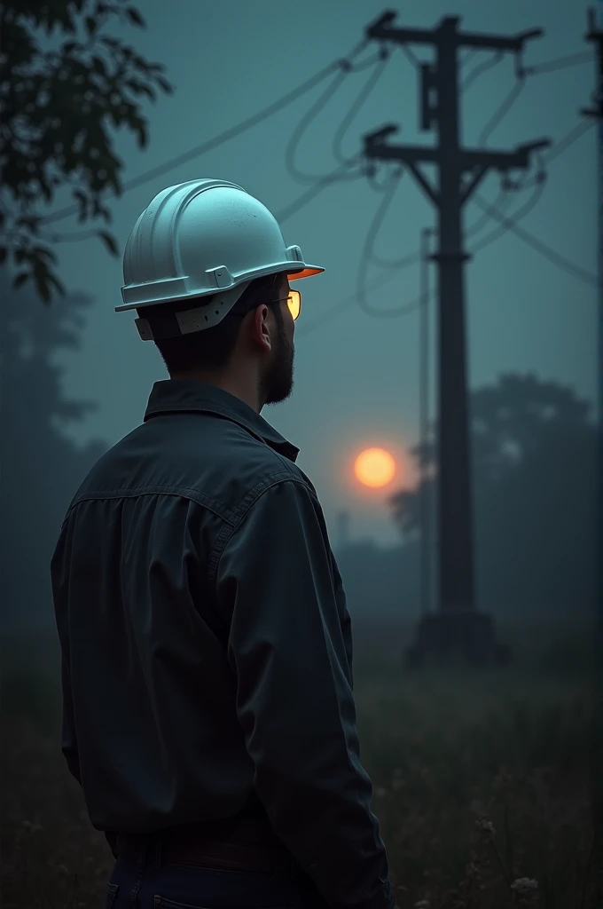 Electrical engineer watching the electrical field b/w image