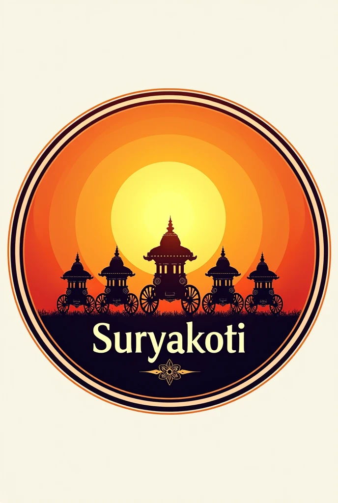 circle logo Background sunrising and front 7 ashwamedha  ratha
Business name : SURYAKOTI 

