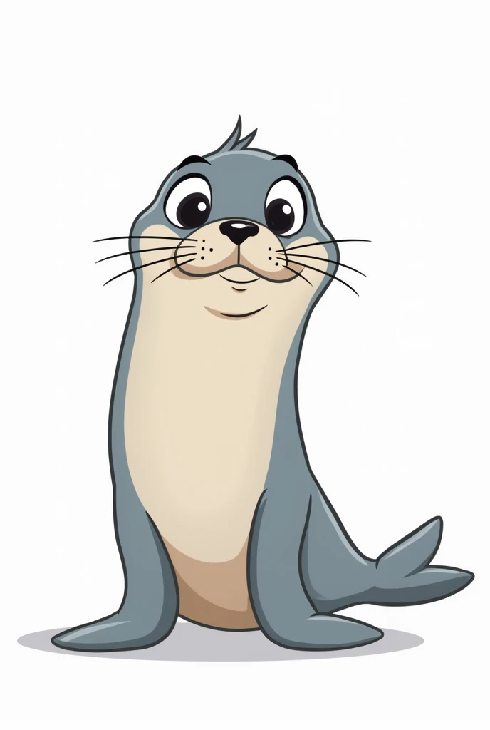 The seal tilted its head in front of the camera，Cartoon Style，concise，logo,Background Transparent，