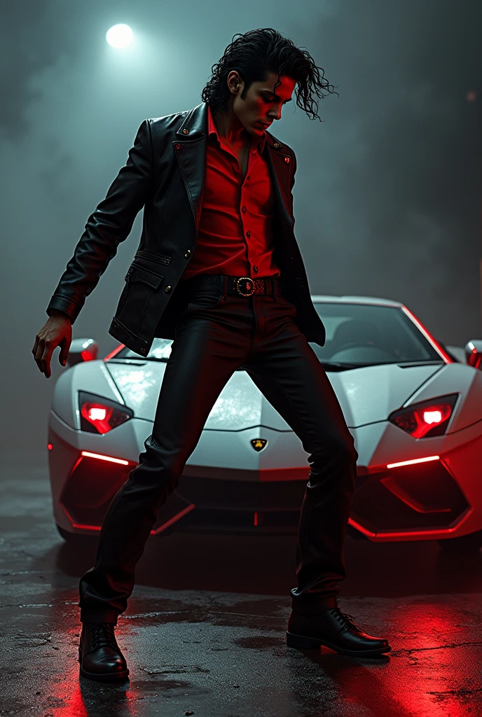 michel jackson drill style in the background a lamborghini 