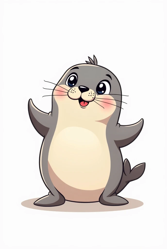 The seal tilted its head in front of the camera,Cute cartoon style,concise,logo,Background Transparent,