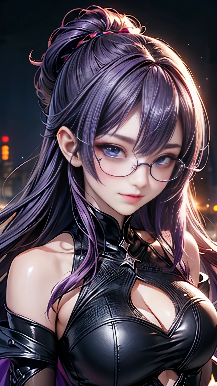 (Highest quality detail)、Realistic、8k Ultra HD、High resolution、(One Woman),(Fatal Beauty,attractive) ,(Glasses、Mysterious charm:1.1),(Big Breasts、Attractive silhouette),Ultra-detailed、High quality textures、Intricate details、Highly detailed CG、High quality shadows、Beautiful and delicate face、Beautiful and delicate eyes、Written boundary depth、Ray Tracing、20th Generation、Cute K-Pop Girls、(The Face of Ulzan in Korea)、Thin face、(URZAN-6500-v1.1:0.6)、PurerosFace_v1、Glowing Eyes、Perfect body、 Viewer Display、(Highest quality detail:1.2)、8k Ultra HD、Close-up of a woman， Realistic rendering, attractive, Real Girls, Gurwitz, role play, Realistic 3D style,  8K Portrait Rendering,（truth，truth：1.4），(Sparkling eyes girl:1.2)、cheek、Glossy Lips、Best image quality,  8k Ultra HD Full Color RAW Photos, Fujifilm(Medium format), hasselblad, Carl Zeiss, Incredible dynamic range photography(utility_art：Smooth-768:1.1),High resolution, High pixel count, Clear details, Clear images, Natural color reproduction, Noise Reduction, High fidelity, quality, Software Improvements, Upscaling, Optimized Algorithms, Professional-level retouching, 強力なスーパーevil femaleがクローズアップでポーズをとる, Black Goddess 、(Expose your shoulders), Flowing purple hair, View your audience, Highly detailed face,  Blue smoke swirling around her, Love evil things, Captivating blue eyes, Dark fantasy,  Esoteric arachnids lady, Spider Queen,  Esoteric arachnids, Combat Stance,  Sharp fangs, nature, ((Complex metallic colors in the foreground)), (( Fluid Mechanics, The most beautiful smooth scale face makeup, Smirking expression)) 、Dark blood, Onyxia、Beautiful young witch, purple hair, dark purple lips, evil, evil female, smile, Black Prom Dress, She is coming to you, Bright Blue Eyes, Surrounded by swirling pink smoke, Blood Chain, Behemoth Bones, Snake-like tentacles, Cruel Teeth, Expressions of madness, Oppressive Dungeon、 Grotesque shadows dance, The creature whispers, Stifling atmosphere, Vision problems, Visible Madness. Blade, A flash of evil intent shines, reflect (Light) Beyond the Darkness, 