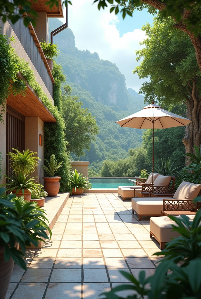 Outdoor terrace scene,No theme
