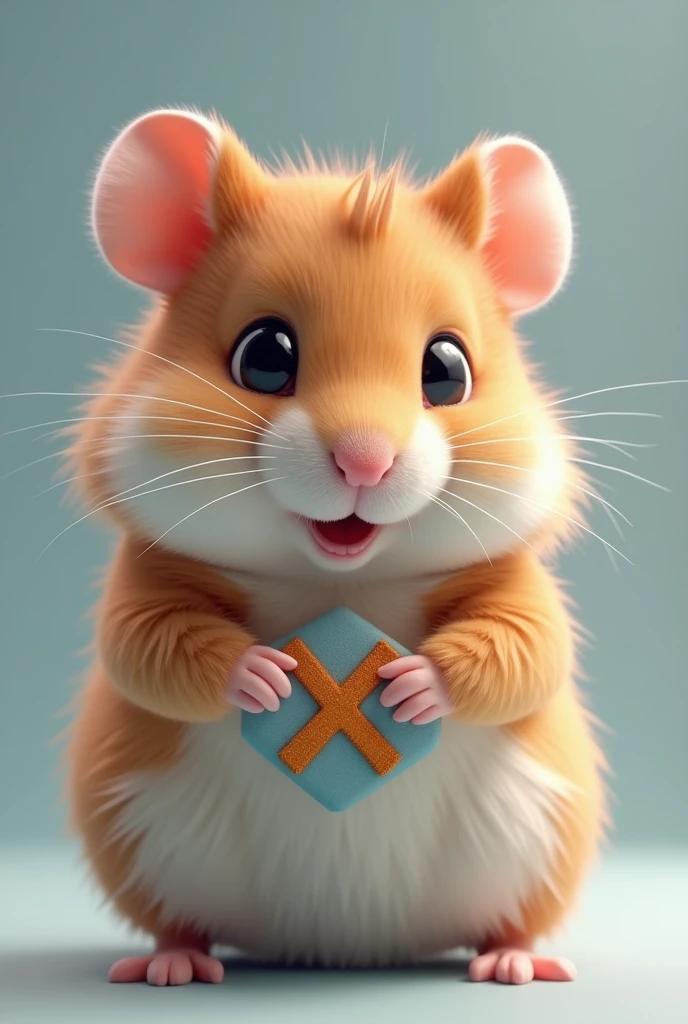 a hamster wearing an x logo, (best quality,4k,8k,highres,masterpiece:1.2),ultra-detailed,(realistic,photorealistic,photo-realistic:1.37),hyperrealistic,highly detailed fur,detailed eyes and face,looking at camera,adorable,cute,fluffy,soft,studio lighting,professional photography,dynamic pose,clean background