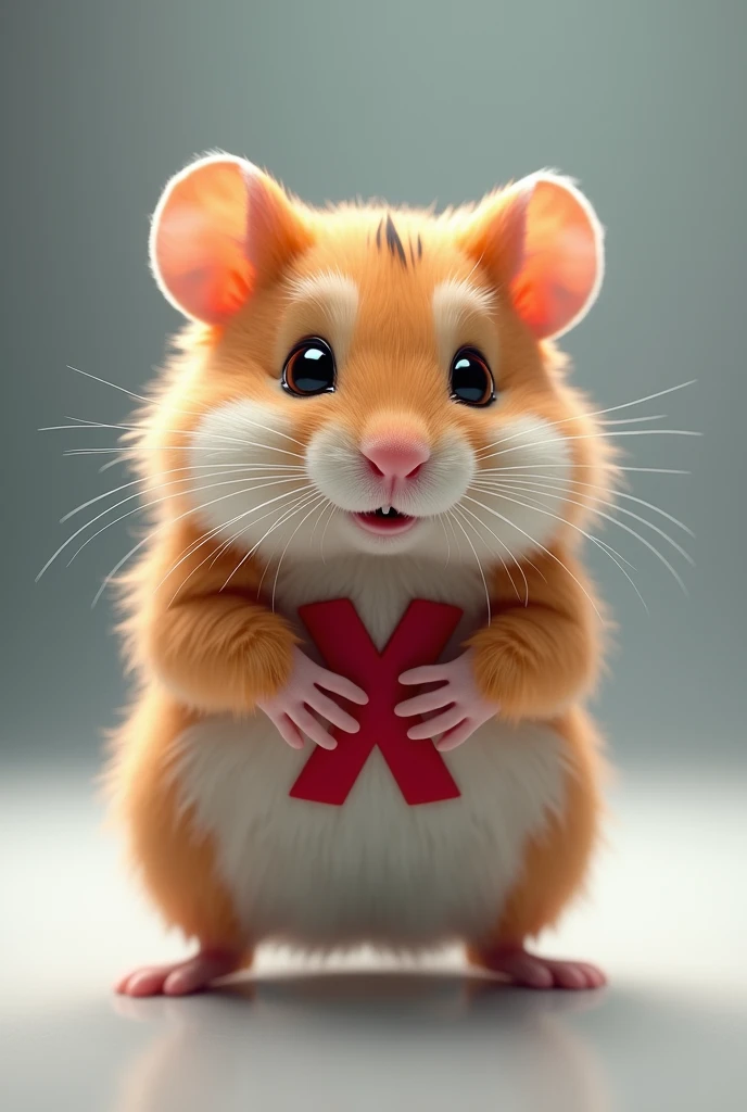 a hamster wearing an x logo, (best quality,4k,8k,highres,masterpiece:1.2),ultra-detailed,(realistic,photorealistic,photo-realistic:1.37),hyperrealistic,highly detailed fur,detailed eyes and face,looking at camera,adorable,cute,fluffy,soft,studio lighting,professional photography,dynamic pose,clean background