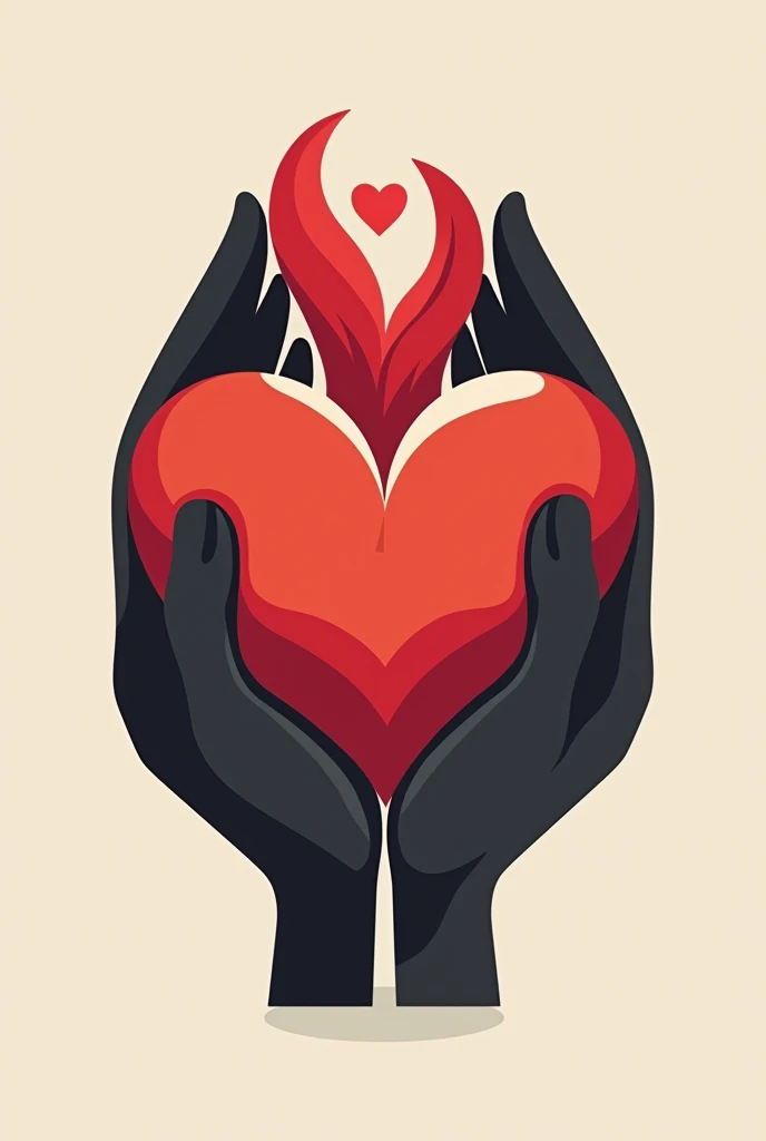 Human heart logo, with red tones, black andwhite,