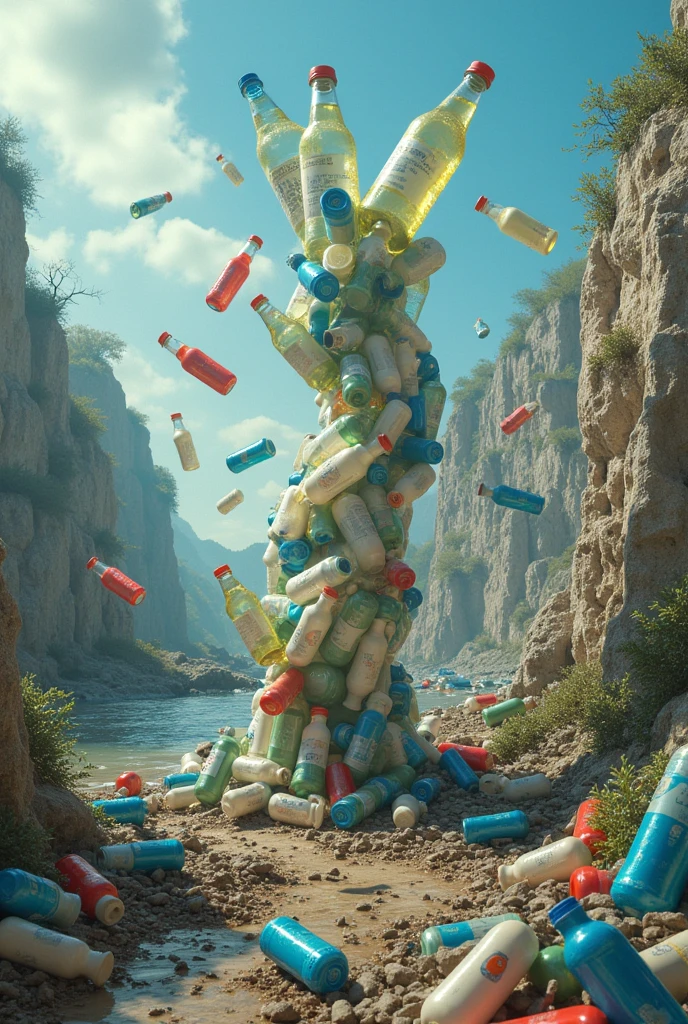  Plastic bottles in different positions, places and environments