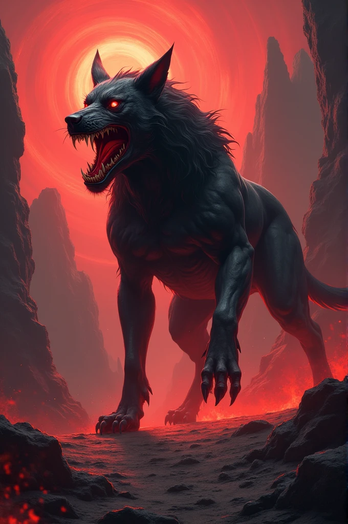 A Demonic Dog (demon type) in hell