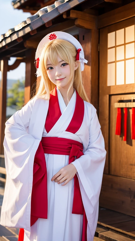 Blonde shrine maiden, cute
