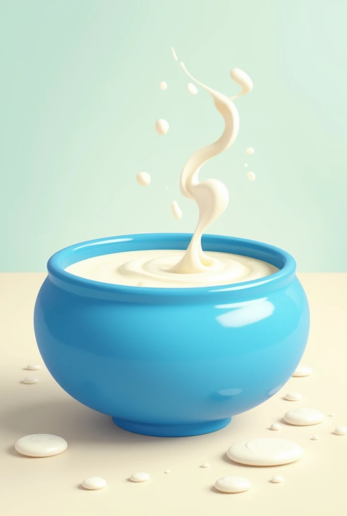 blue bowl with milk cartoon