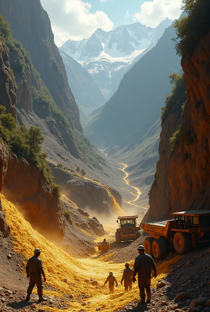 Image of a gold mine in northern Peru, with workers exploiting the mineral.