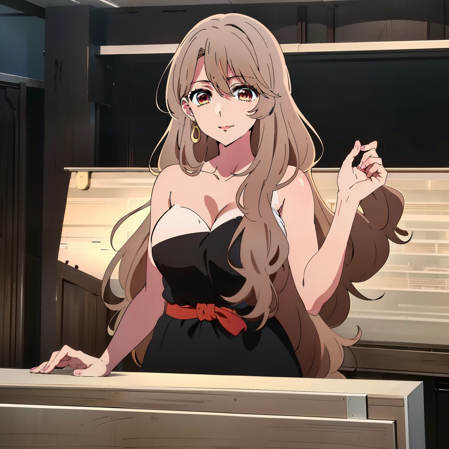 Long Hair Anime, Anime Moe Art Style, Cute anime visuals, Cute anime, Smooth anime CG art, Fascinating anime, Attractive anime, Cute anime, Cute animeのポートレート, ((smile)),Shining Eyes, big , Surprised face,((Convenience store jobs)),((whole body)),((Inside the convenience store))
