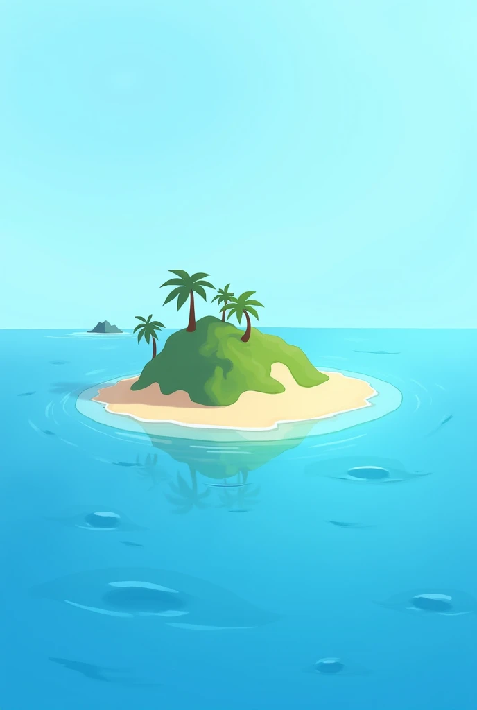 In the ocean there is an island Easy drawing