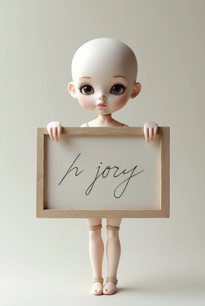 3d doll holding sign