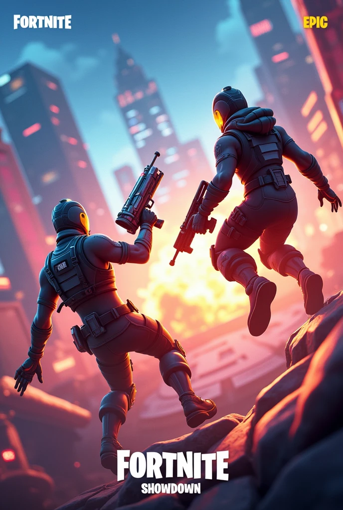 Certainly! Here's a prompt you can use for generating a YouTube thumbnail for Fortnite:

**Prompt:** "A dynamic and intense Fortnite battle scene featuring vibrant red ,blue Orange colors and high-energy action. Two characters, one wielding a futuristic weapon and the other dodging, are in mid-air with a bright explosion in the background. The setting is a futuristic cityscape with towering skyscrapers and holographic displays. Add a bold, eye-catching title text 'Epic Fortnite Showdown' with the Fortnite logo subtly in the corner."

This should give you an exciting and engaging thumbnail for your Fortnite content!