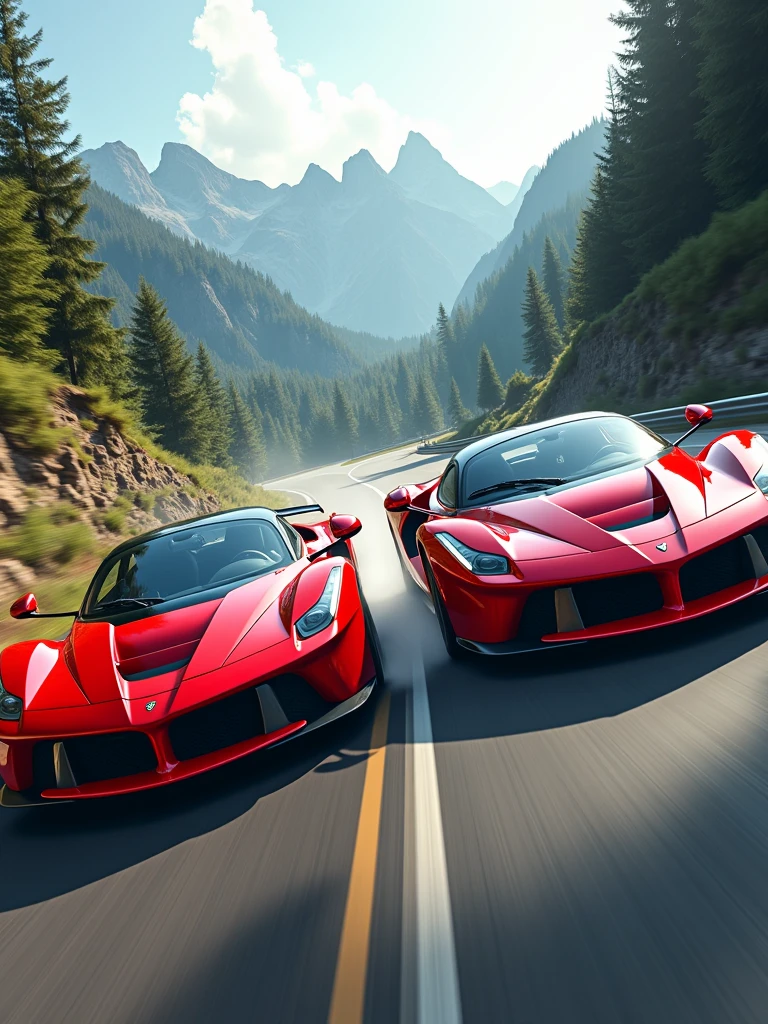 lamborghini aventador vs ferrari laferrari racing,dynamic, 4K realistic