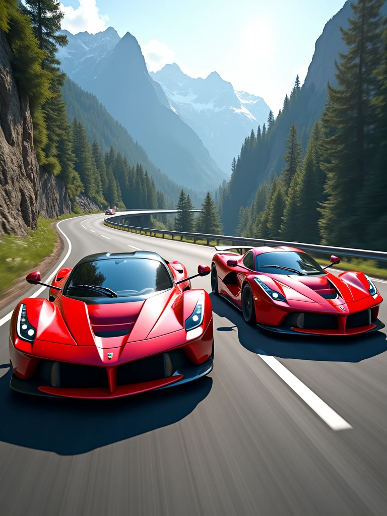 lamborghini aventador vs ferrari laferrari racing,dynamic, 4K realistic