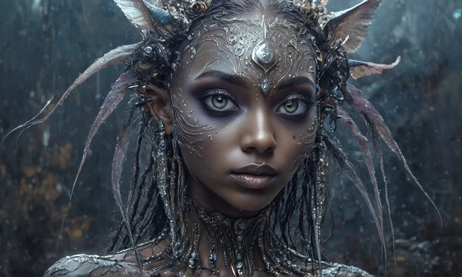 pretty face,eyebrow up,full body length shot,obsidian elf,full body length shot,very beggar niobium graphite The Alien Entity, babychild, wants eat,full body shot, of psychedelic style ,The iris looks weird, attractive, The stars in space is reflected in the pupil, goose down eyelashes, long wavy luminescent hair,insane baggy clothes,view from height,full-body-shot,High contrast,Masterpiece,Realistic,Ultra Detailed,intricate details,realistic humid skin,extremly intricate,realism,photorealism, cinematic style,irina yermolova,HDR,((Wangechi Quality)),ominous landscape,glate gray atmosphere,by art Simon Stalenhag,Nicola Samori,(((Wangechi Mutu))),prime colors,urban,extremely detailed,masterpiece,intricate details,faded,eyes extremely detailed, high detailed eyes,4k resolution,RAW, Nikon Z9,scary town,stalker,goblin,Dubai of United Arab Emirates,Mestichino,Light particles,marble leather ,ink photography ,Mestichino,Light particles,A civilization where humans are celestial being malewith infinite technology lives in multiverse with where hyperverse can be seen,martius_storm woman [:style of vincent van gogh and leonardo da vinci:0.4]