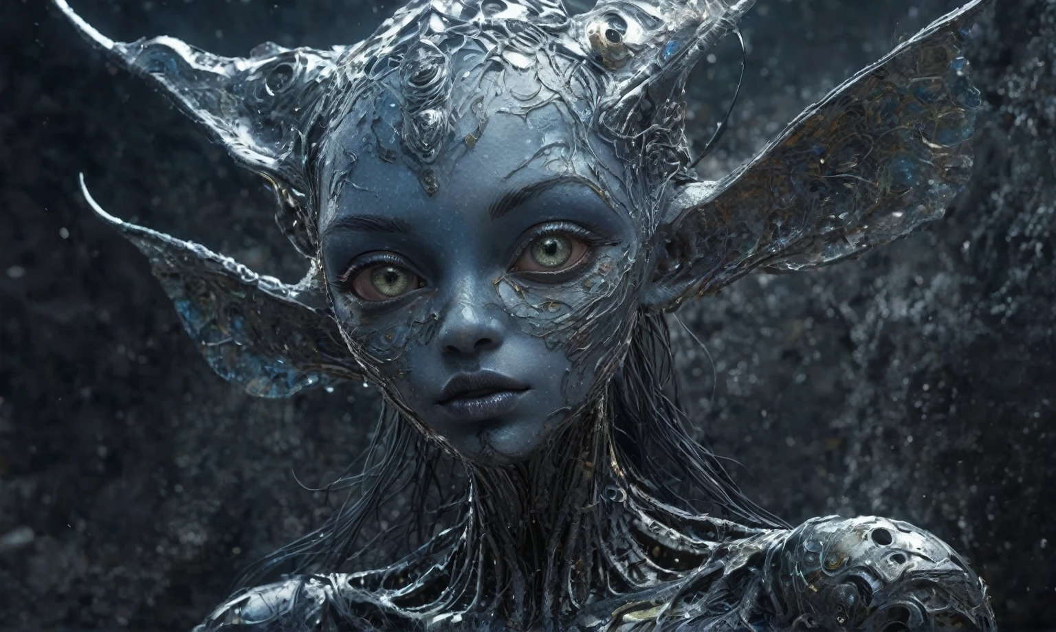 pretty face,eyebrow up,full body length shot,obsidian elf,full body length shot,very beggar niobium graphite The Alien Entity, babychild, wants eat,full body shot, of psychedelic style ,The iris looks weird, attractive, The stars in space is reflected in the pupil, goose down eyelashes, long wavy luminescent hair,insane baggy clothes,view from height,full-body-shot,High contrast,Masterpiece,Realistic,Ultra Detailed,intricate details,realistic humid skin,extremly intricate,realism,photorealism, cinematic style,irina yermolova,HDR,((Wangechi Quality)),ominous landscape,glate gray atmosphere,by art Simon Stalenhag,Nicola Samori,(((Wangechi Mutu))),prime colors,urban,extremely detailed,masterpiece,intricate details,faded,eyes extremely detailed, high detailed eyes,4k resolution,RAW, Nikon Z9,scary town,stalker,goblin,Dubai of United Arab Emirates,Mestichino,Light particles,marble leather ,ink photography ,Mestichino,Light particles,A civilization where humans are celestial being malewith infinite technology lives in multiverse with where hyperverse can be seen,martius_storm woman [:style of vincent van gogh and leonardo da vinci:0.4]