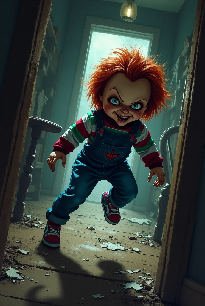 drawing in a haunted house escaping from chucky