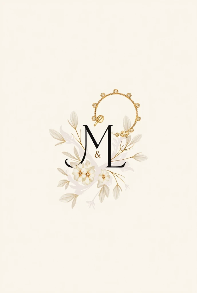 Create an accessories logo that has a necklace, bracelet, ring and the initials M and L