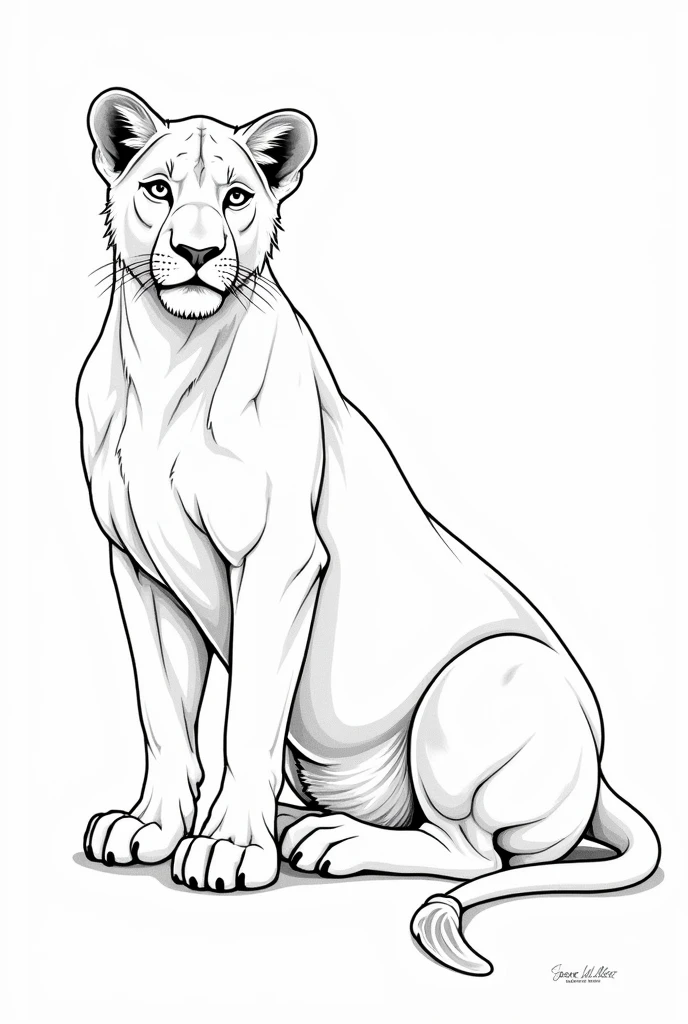 Create a drawing of a female lioness as a coloring page