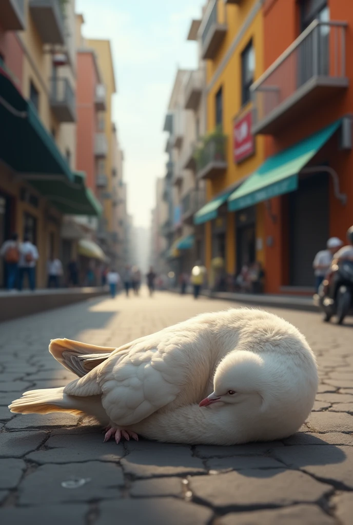 Animal dove, sleeping face down on the street of Lima (peru)