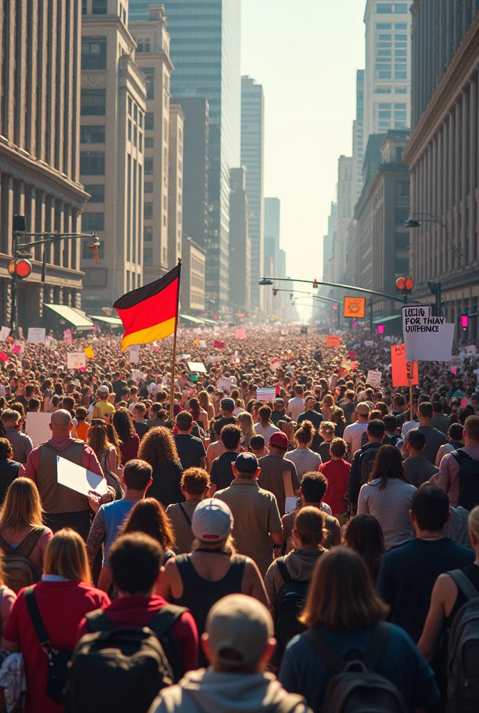 Image of a large march of people of different ages and social sectors, calling for changes.
