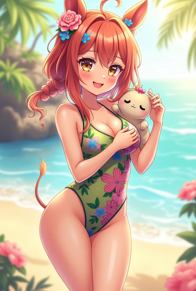 Anime girl in swimsuit with nimu