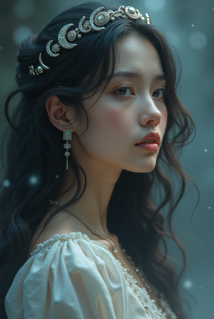 Portrait of a woman with lunar symbolism