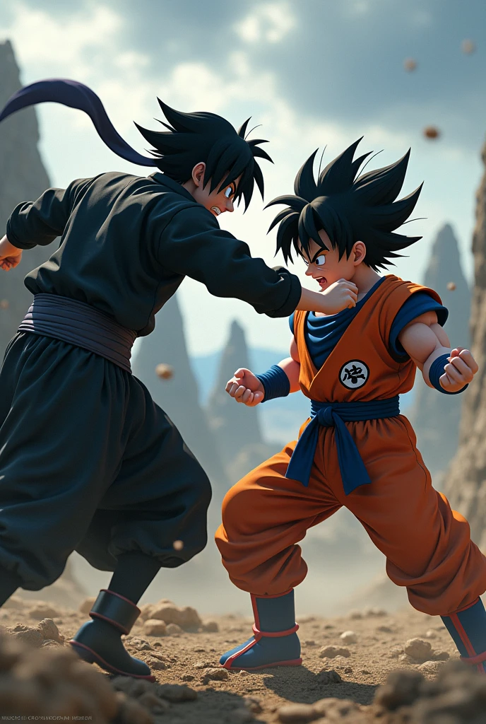 Uchiha Sasuke missed his punch to Goku hard