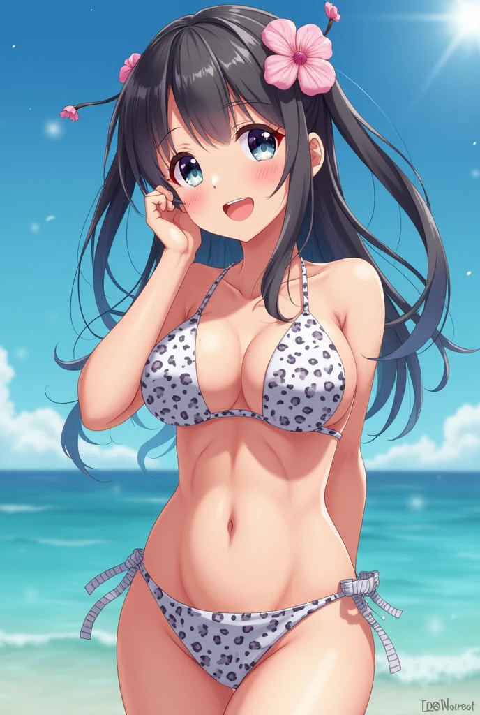 Anime girl in swimsuit with nimu with a big dick