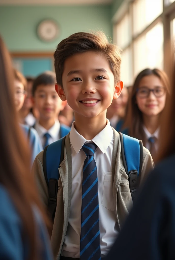 A boy come first in his class