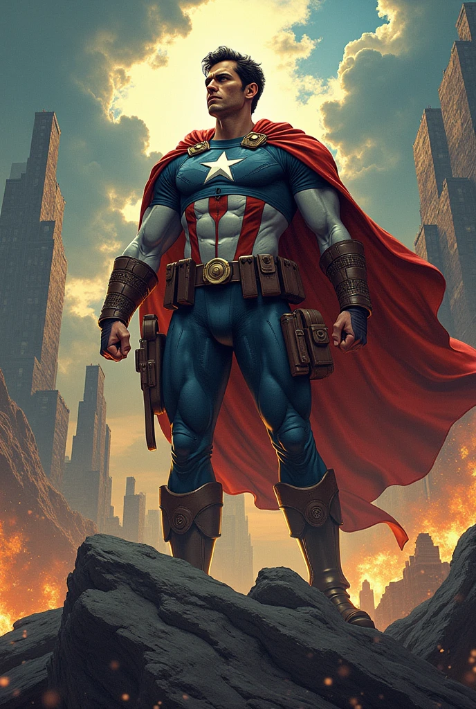 Create a back cover for a comic book with the title Avenger and the writers Arthur De Tarso and Lucas Gabriel 