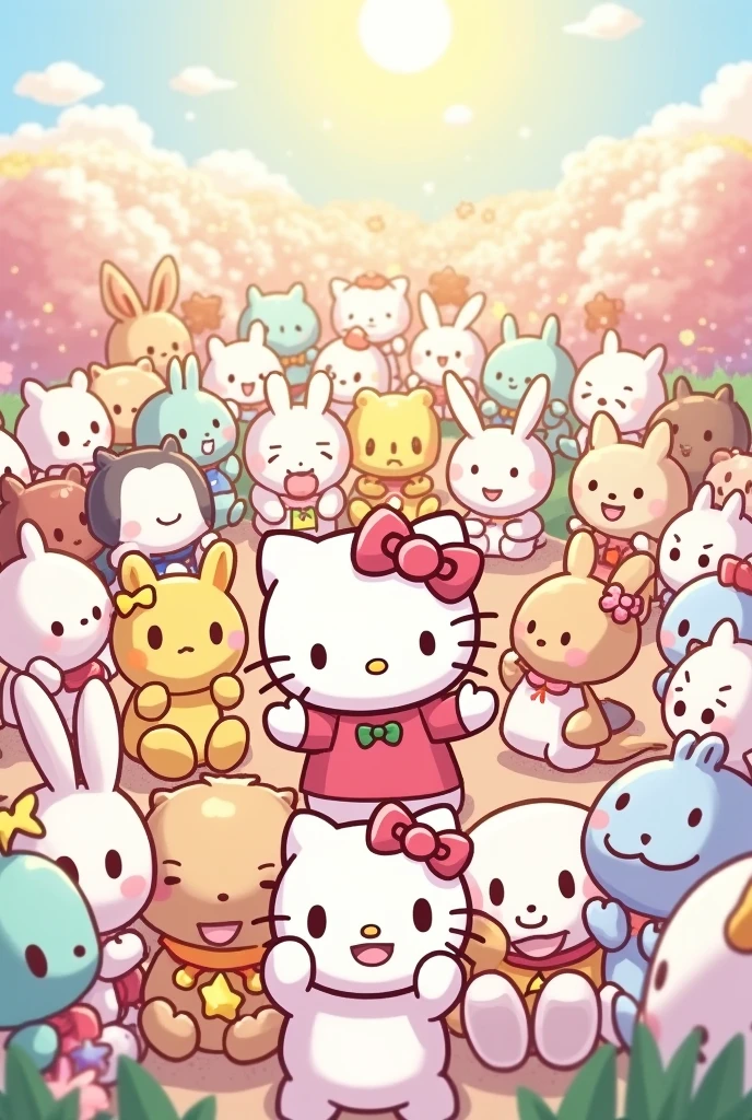 all the sanrio characters making a circle (use the characters of the serie))