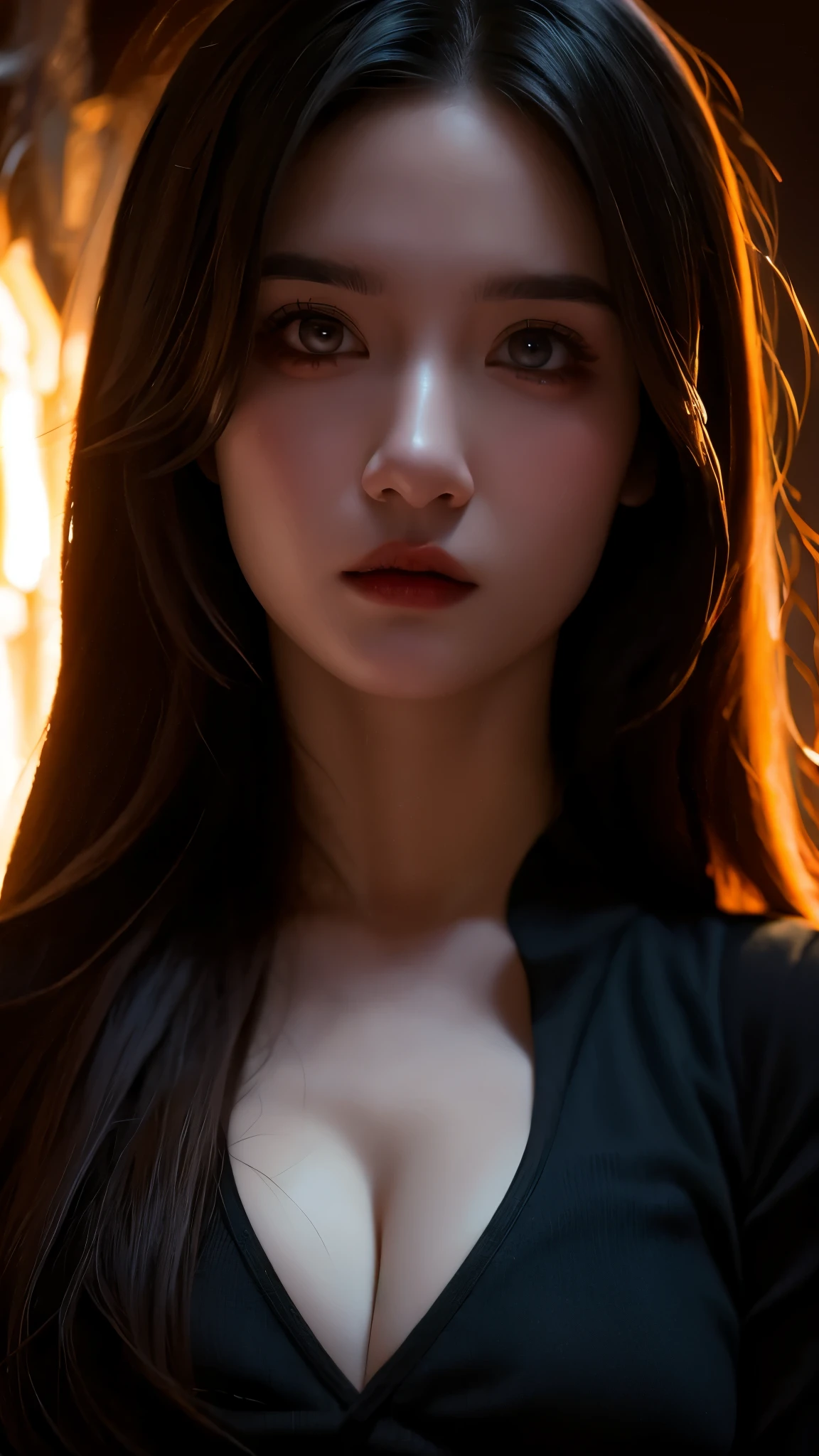 Step into a world of darkness and mystery with this stunning depiction of a spiritual being. With realistic features and a spooky atmosphere, this image will transport you to another realm. Don't miss the glowing eyes that add an extra touch of eeriness.