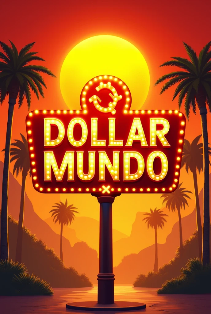 Create a name sign image " dollar world" with red and yellow colors in Spanish