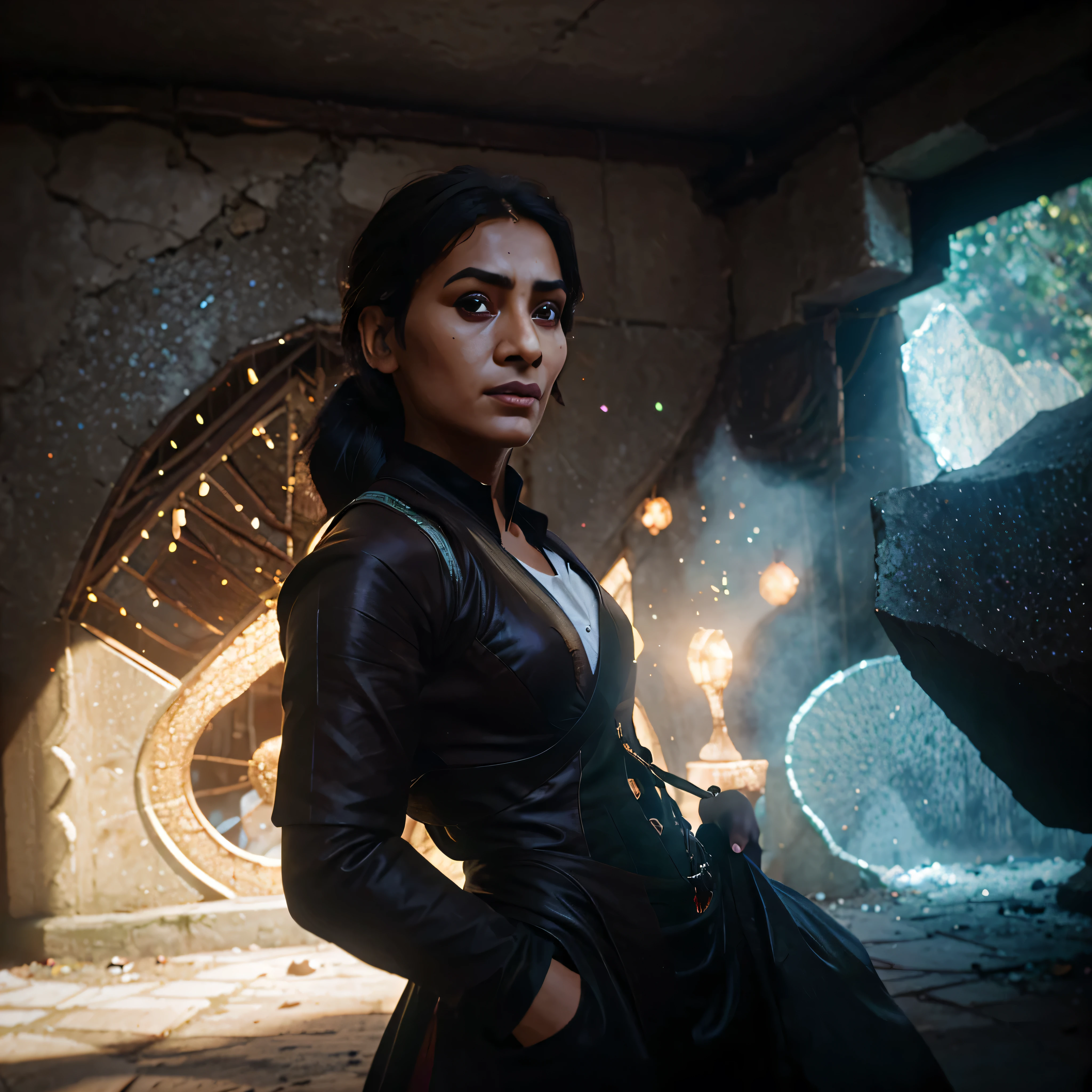 portrait of Indian village woman at a gathering in the forests of Himachal Pradesh, Cinematic, Photoshoot, Shot on 25mm lens, Depth of Field, Tilt Blur, Shutter Speed 1/1000, F/22, White Balance, 32k, Super-Resolution, Pro Photo RGB, Half rear Lighting, Backlight, Dramatic Lighting, Incandescent, Soft Lighting, Volumetric, Conte-Jour, Global Illumination, Screen Space Global Illumination, Scattering, Shadows, Rough, Shimmering, Lumen Reflections, Screen Space Reflections, Diffraction Grading, Chromatic Aberration, GB Displacement, Scan Lines, Ambient Occlusion, Anti-Aliasing, FKAA, TXAA, RTX, SSAO, OpenGL-Shader’s, Post Processing, Post-Production, Cell Shading, Tone Mapping, CGI, VFX, SFX, insanely detailed and intricate, hyper maximalist, elegant, dynamic pose, photography, volumetric, ultra-detailed, intricate details, super detailed, ambient –uplight –v 4 –q 2